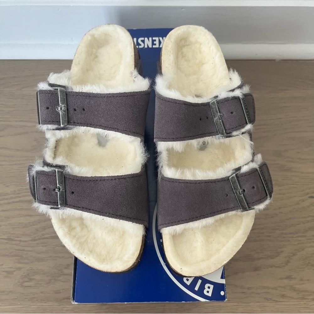 BIRKENSTOCK Arizona Shearling Stormy Gray Narrow Fit 38